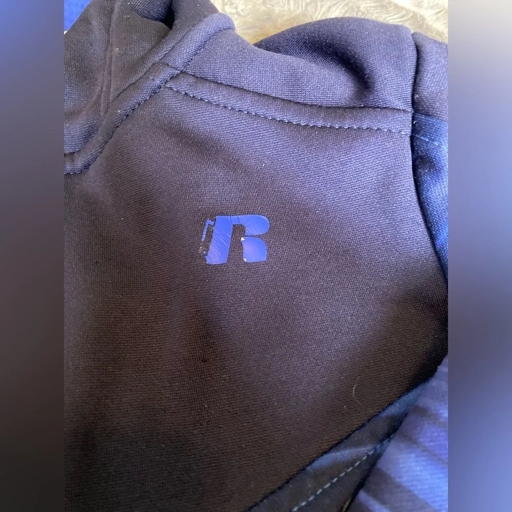 Russell, XS 4-5, childrens hooded zip up top, blue and comfy